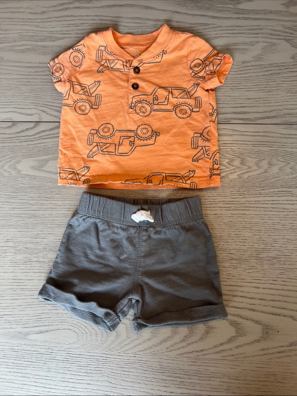 Orange Truck Henley Tee - Kids Short Sleeve Top
